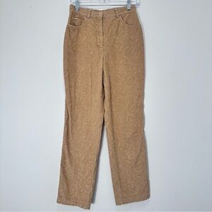 St. John Sport Vintage Golden Floral Printed Corduroy Straight Leg Pants Size 4